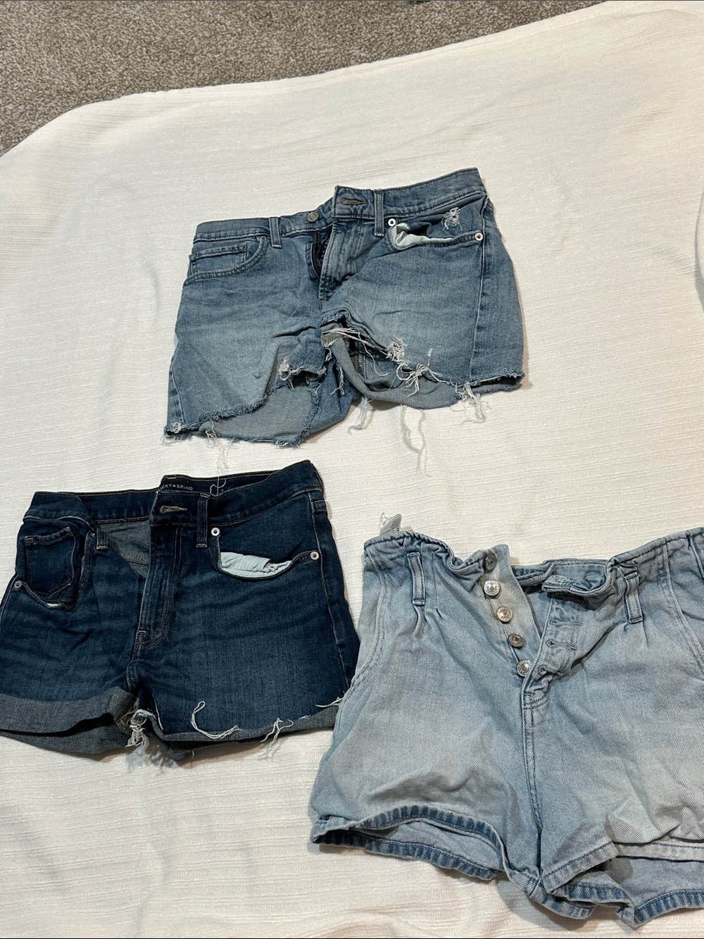 Lucky Brand and American Eagle and Dark Blue Denim Shorts Trio